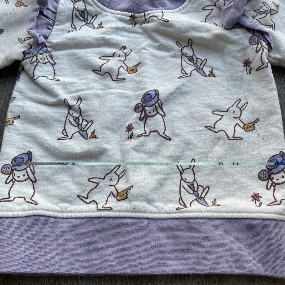 Monica + Andy White & Purple Bunny Rabbit Top with Ruffled Detail 18-24 Months - Picture 3 of 5
